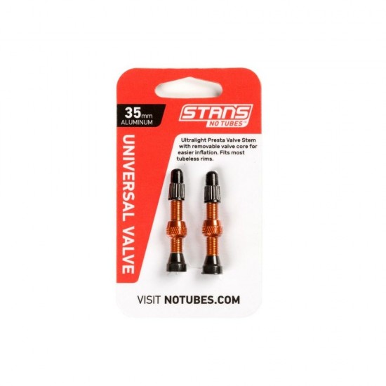 Stans NoTubes VALVE STEM PAIR UNI AL PRESTA 35MM ORANGE