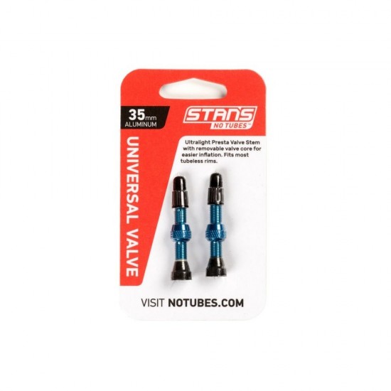 Stans NoTubes VALVE STEM PAIR UNI AL PRESTA 35MM BLUE