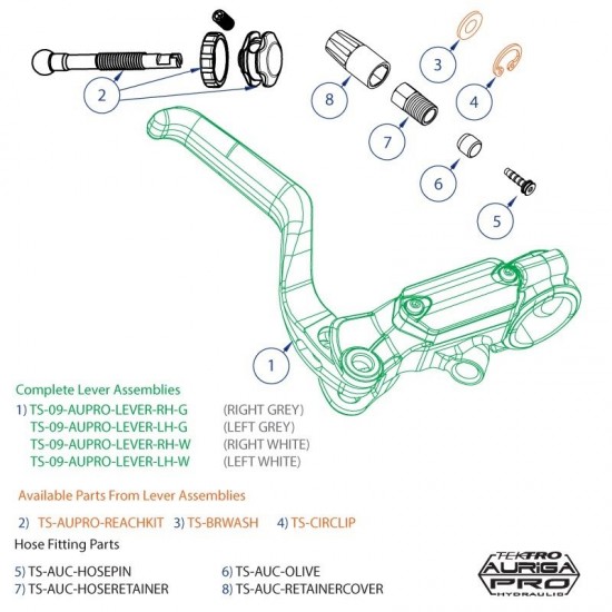 TEKTRO SPARES 09 Auriga Pro Lever Ass. LH White