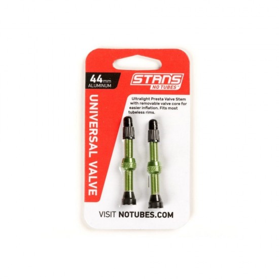 Stans NoTubes VALVE STEM PAIR UNI AL PRESTA 44MM GREEN