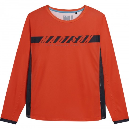 Madison Flux Youth Long Sleeve Jersey, chilli red - age 11 - 12