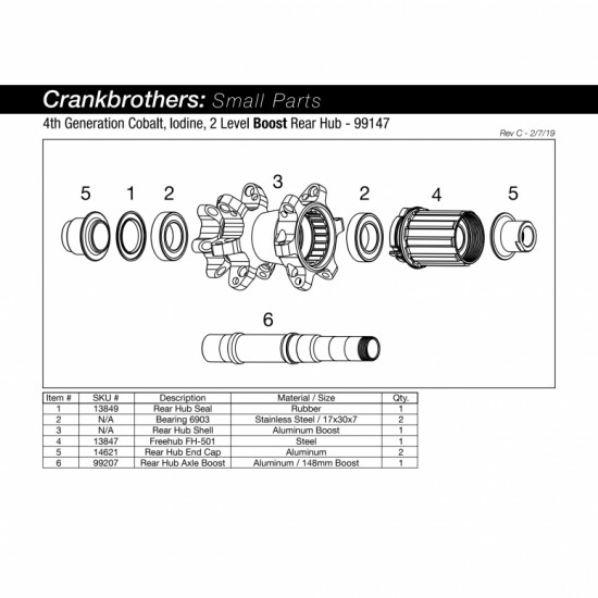 Crankbrothers Rear 148mm Axle for Cobalt / Iodine hubs