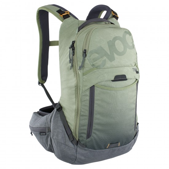 EVOC TRAIL PRO PROTECTOR BACKPACK 16L 2021: LIGHT OLIVE/CARBON GREY S/M