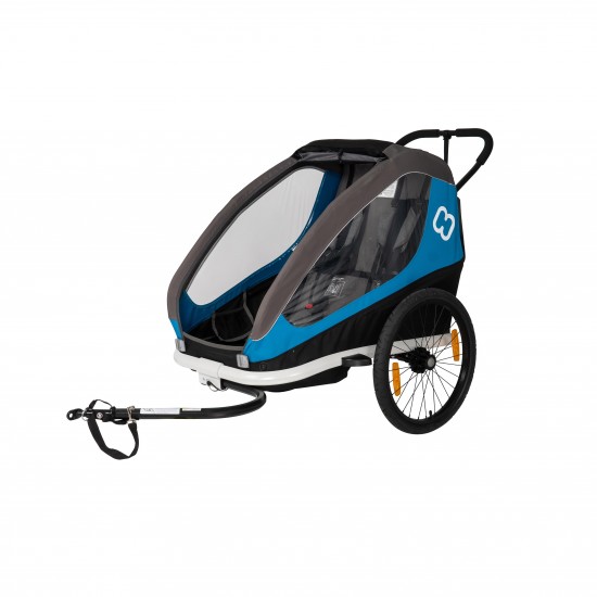 HAMAX TRAVELLER TWIN CHILD BIKE TRAILER: BLUE/GREY TWIN