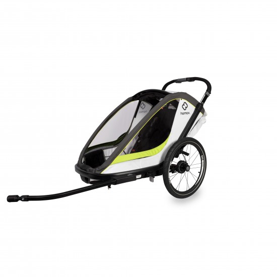 HAMAX BREEZE TWIN CHILD BIKE TRAILER 2022: WHITE/GREEN