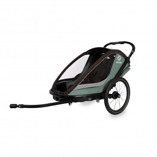 HAMAX COCOON TWIN CHILD BIKE TRAILER 2022: GREEN/BLACK