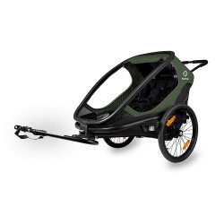 HAMAX OUTBACK TWIN CHILD BIKE TRAILER: GREEN/BLACK TWIN