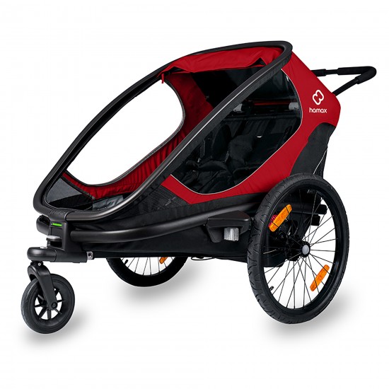 HAMAX OUTBACK TWIN CHILD BIKE TRAILER: GREEN/BLACK TWIN