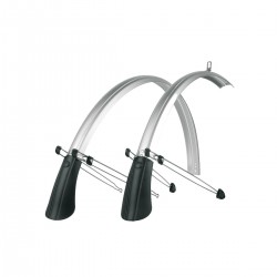 SKS COMMUTER MUDGUARD SET WITH SPOILER: SILVER 28" 35MM